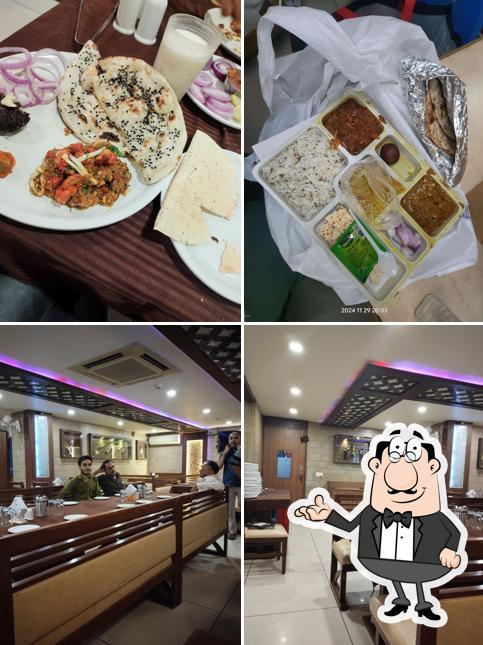The picture of interior and food at Diamond City Restaurant