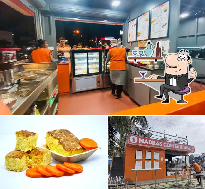 The restaurant's interior and food