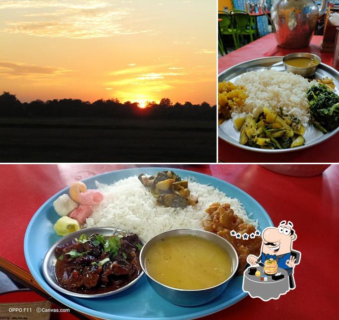 Take a look at the picture displaying food and exterior at Nepali Chulha