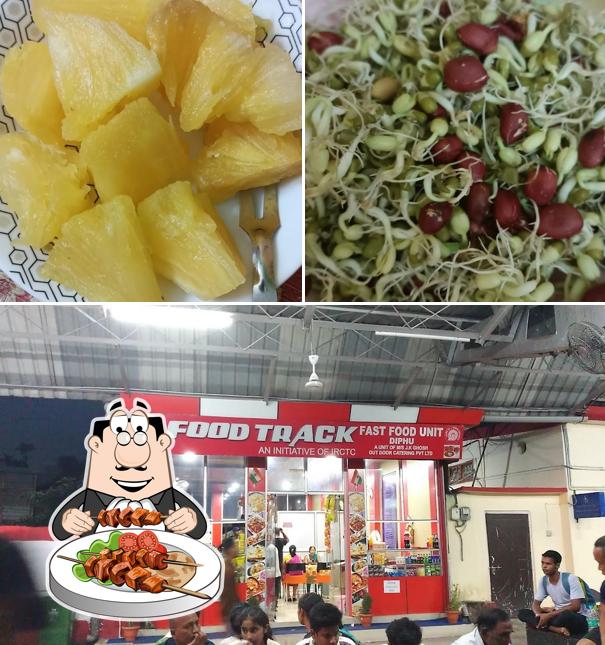 Check out the picture depicting food and exterior at Food Track