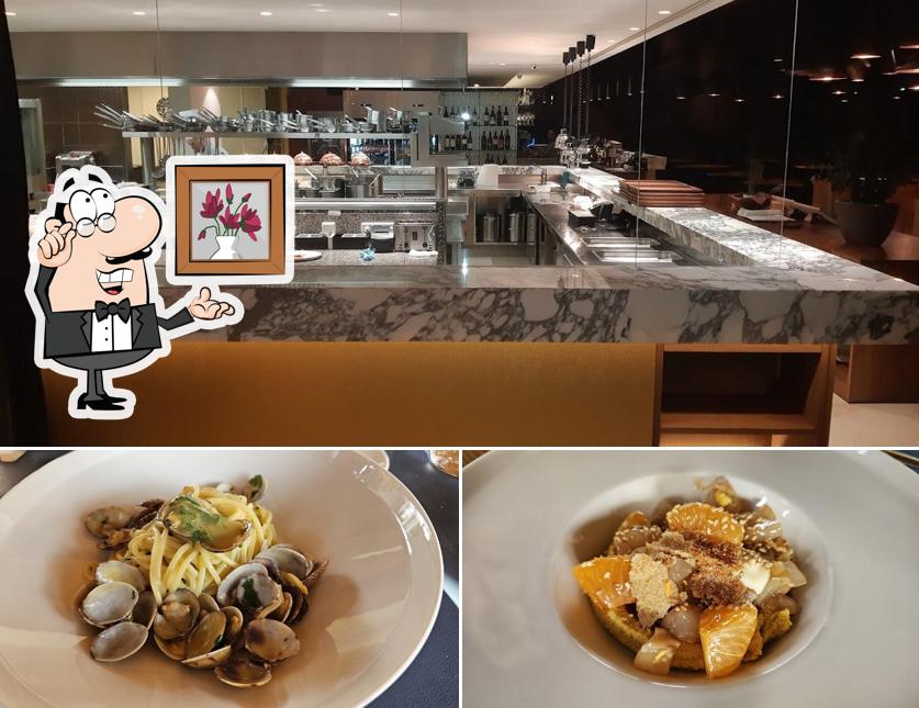 Questa è la immagine che raffigura la interni e cibo di Brix 0.1 # lidoparc brixen