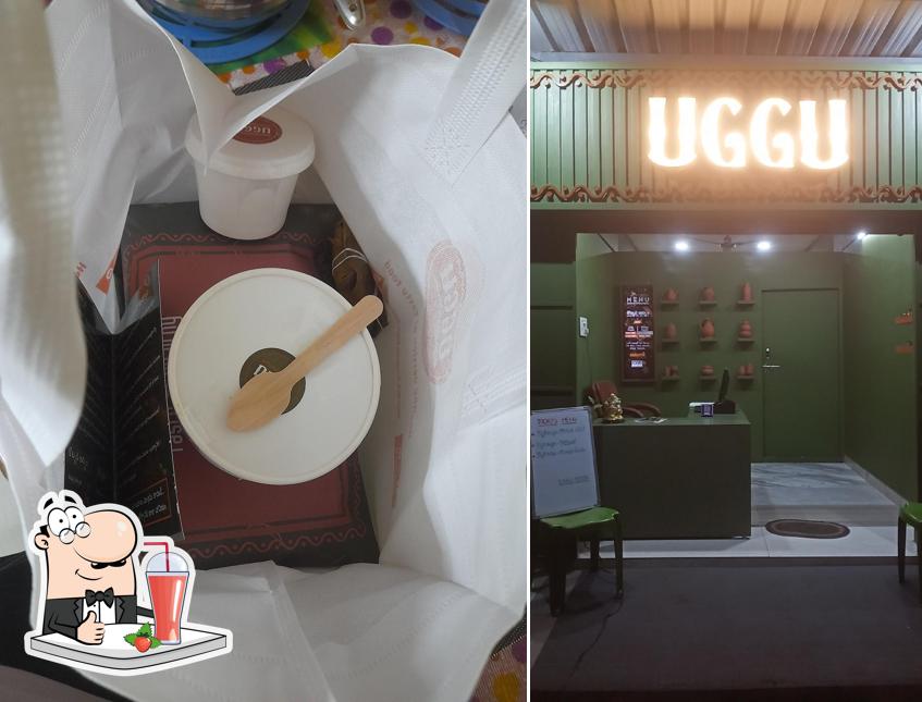 Enjoy a beverage at Uggu foods Kobbari Annam Kodi koora Best Traditional food in Kakinada