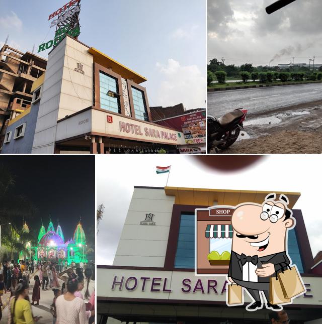 The exterior of Hotel Sara Palace (Veg /Non-Veg)