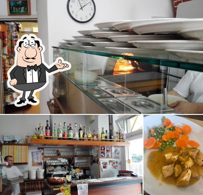 Dai un’occhiata alla immagine che mostra la interni e cibo di Trattoria Vecchia Stazione