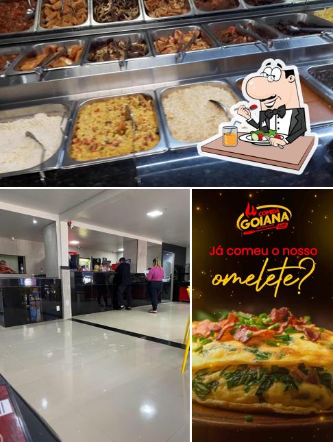 A comida e exterior do restaurante