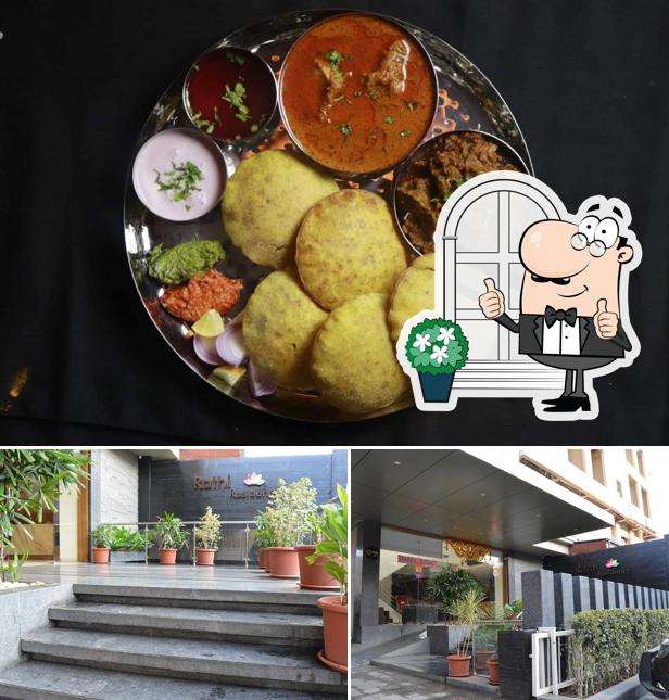 This is the picture depicting exterior and food at Hotel Rathi Residency