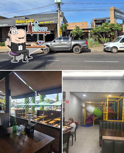 Confira a ilustração ilustrando interior e exterior a Bella Grill Olímpia