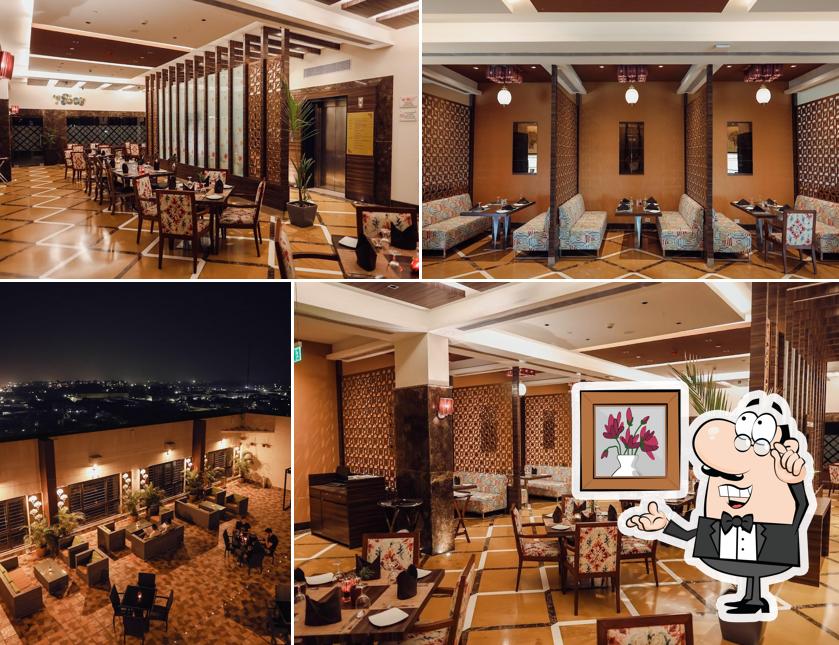 Take a seat at one of the tables at Sky Terrace