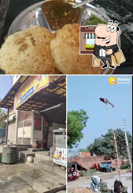 The picture of Annapurna Chole Bhature’s exterior and food