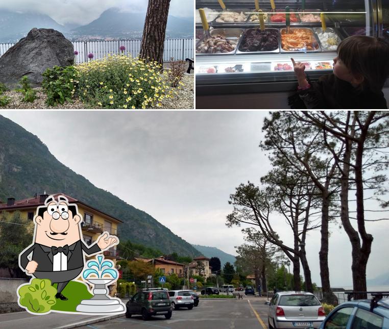 La esterno e cibo del ristorante