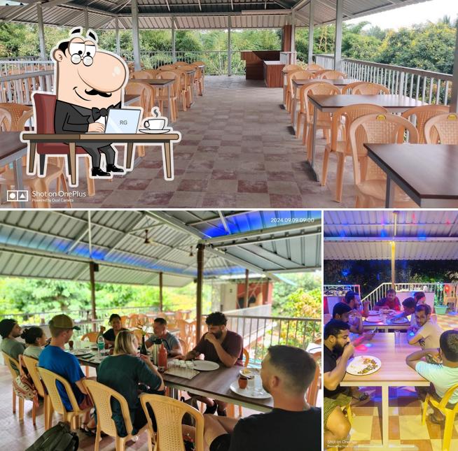 Take a seat at one of the tables at Matha dream farm resort