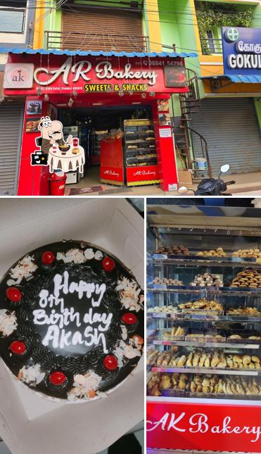 The picture of food and exterior at AR Bakery - Cakes, Sweets and Chats