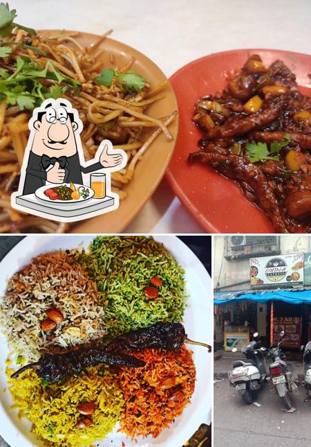 Check out the photo displaying food and exterior at China Express