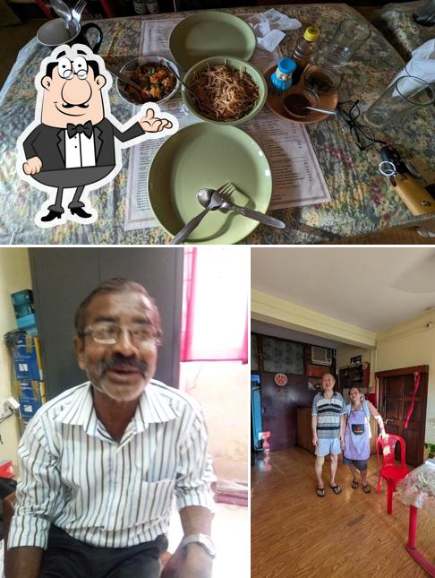 The restaurant's interior and food