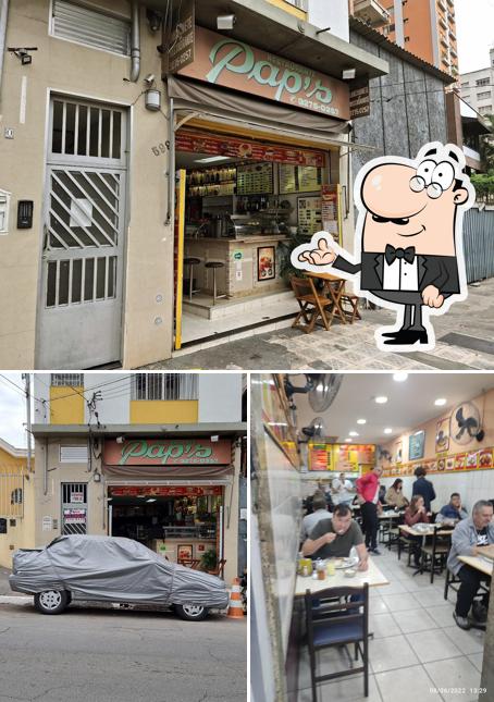 A interior e exterior do restaurante