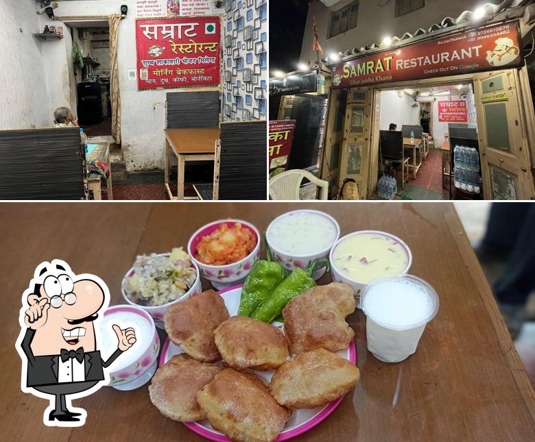 The restaurant's interior and food