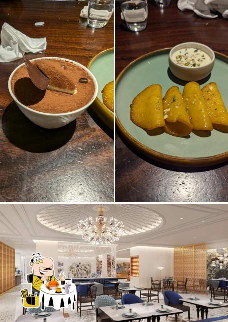Check out the picture showing food and interior at Shamiana