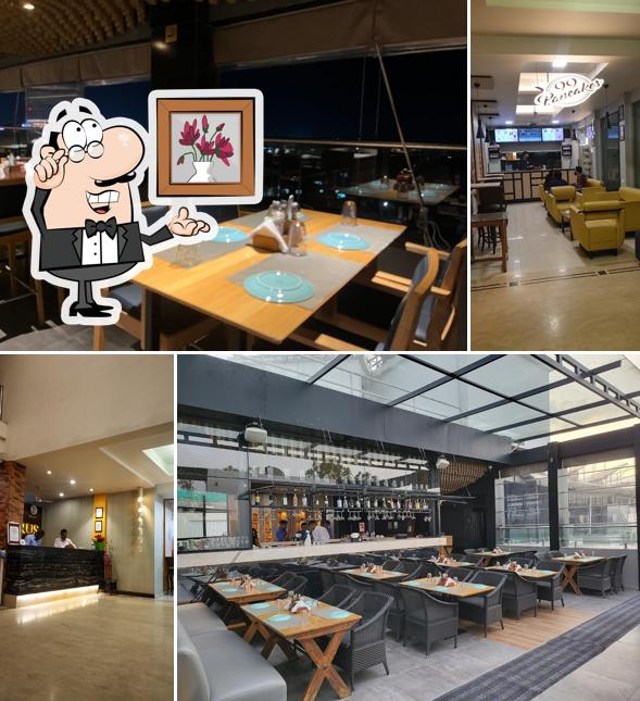 The interior of Skyzone Eatery & Bar