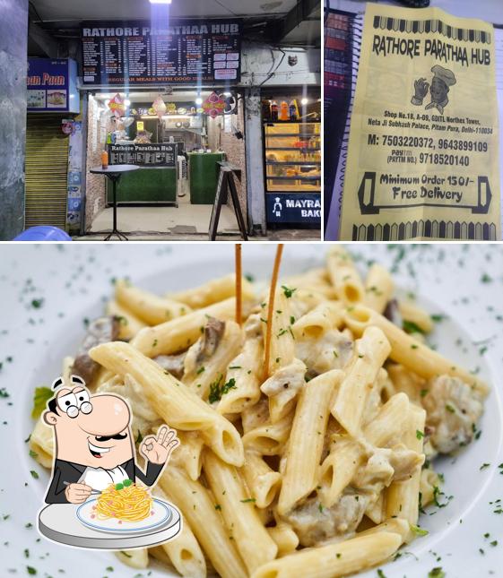 Spaghetti carbonara at Rathore paratha hub