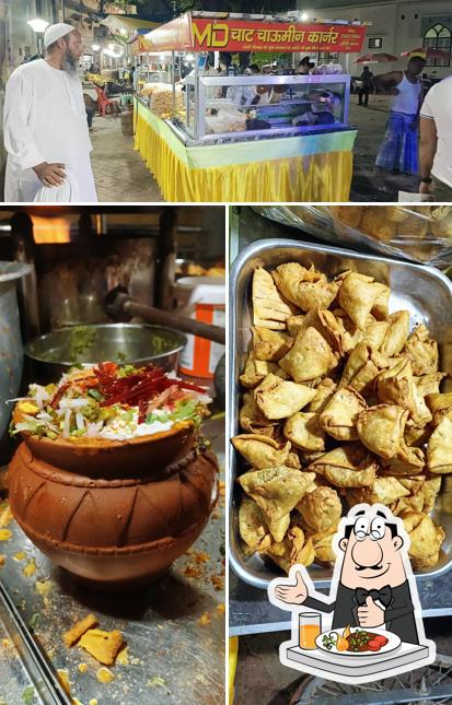 This is the picture showing food and interior at MD चाट चाऊमीन