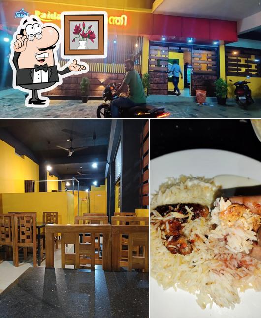 The restaurant's interior and food