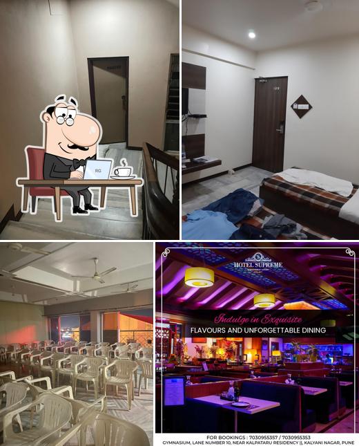 Take a seat at one of the tables at Hotel Supreme