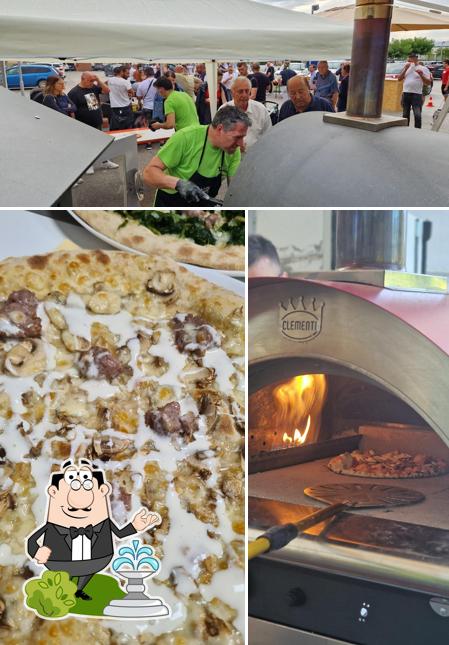 Questa è la immagine che raffigura la esterno e cibo di Pizzeria Il Grottino Di Melacotte Luca & C. Snc