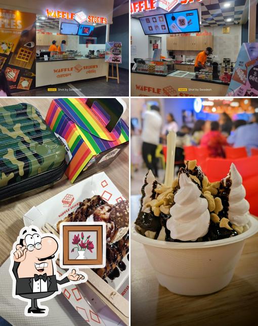 The image of interior and food at Waffle Stories