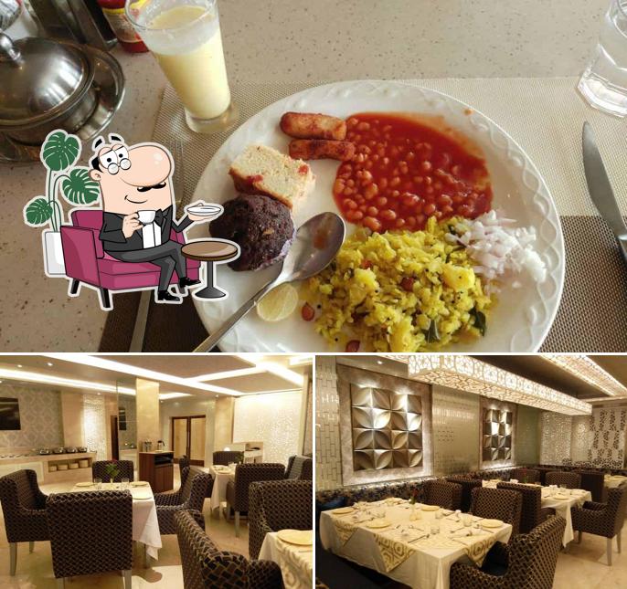 This is the picture depicting interior and food at The Shells- Hotel Babylon International