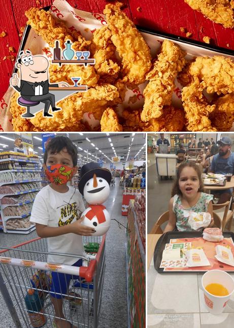 Confira a foto mostrando interior e comida no KFC