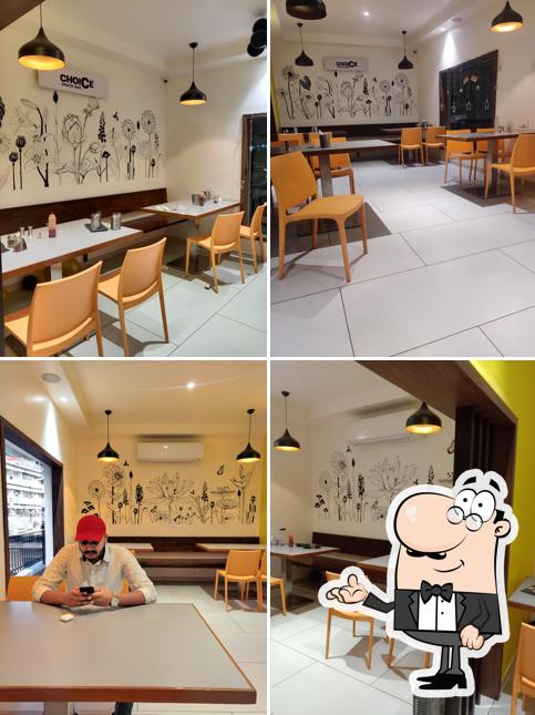 Take a seat at one of the tables at Choice Snack Bar