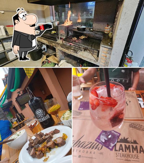 A imagem do Flamma Steak House’s bebida e interior