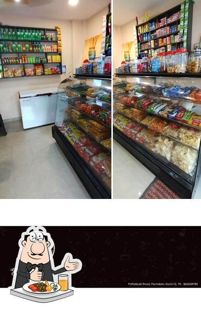 The image of food and blackboard at Basil Stores