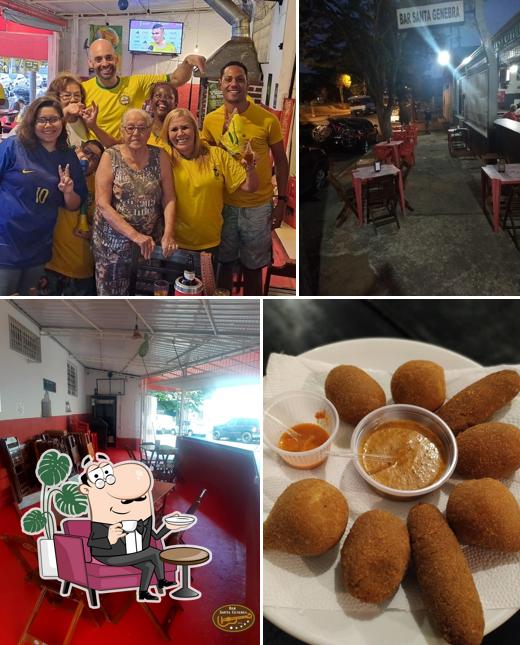 Sente em uma das mesas no Bar Santa Genebra