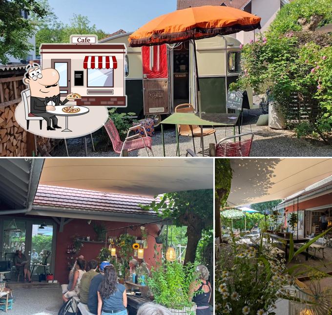 Guarda la immagine che raffigura la esterno e interni di Sommerladencafé