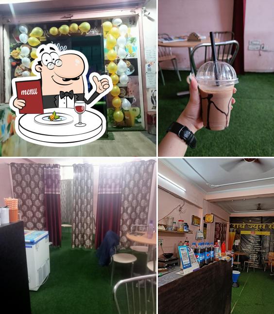 Take a look at the picture depicting food and interior at Radhe Radhe cafe and juice centre