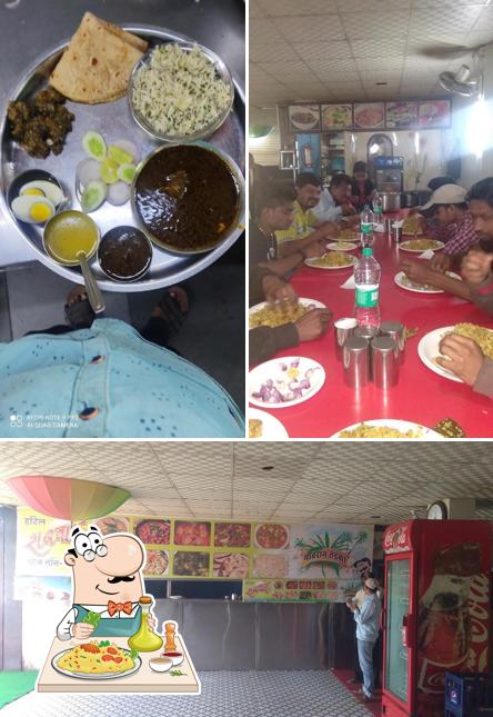 This is the picture displaying food and interior at Hotel Ranvara