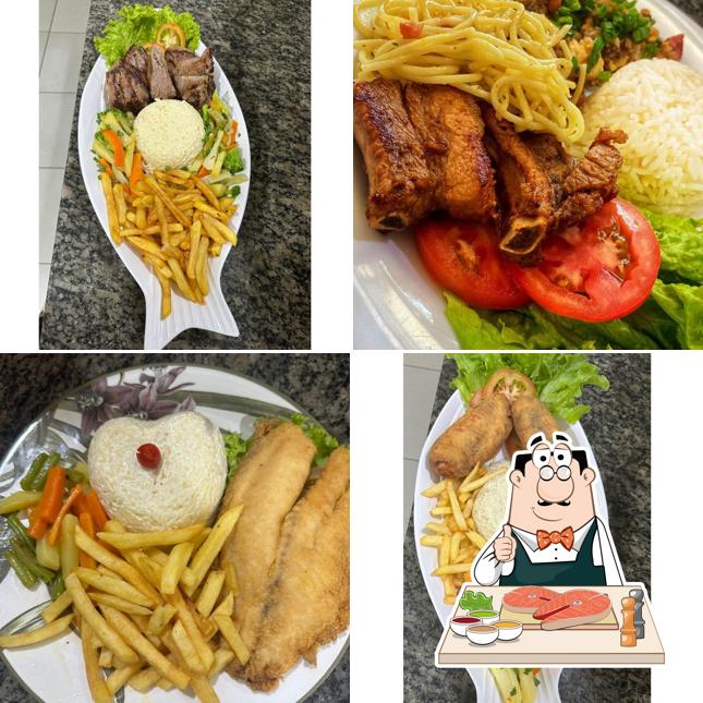 Peixe e fritas em Gome's restaurante e churrascaria