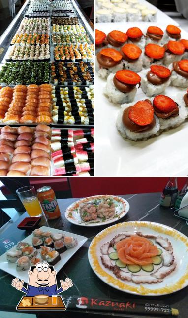 A ilustração do Kazuaki’s comida e mesa de jantar