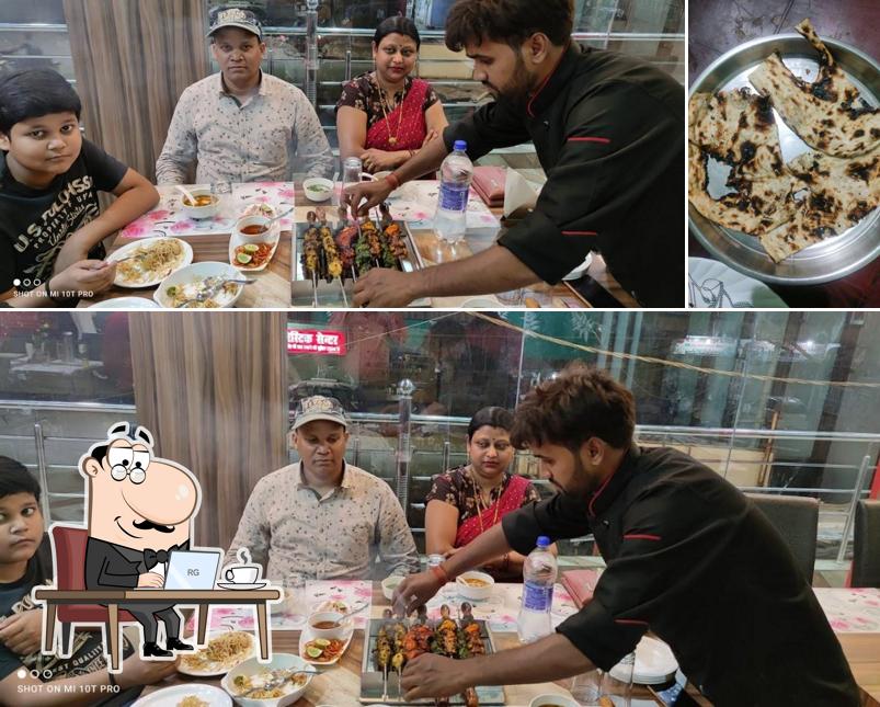 The restaurant's interior and food