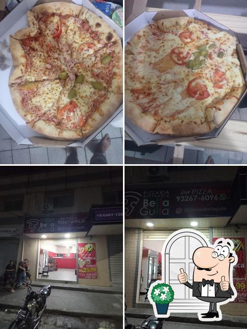 A exterior e comida do restaurante