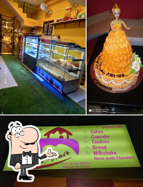 This is the picture showing interior and food at Charles Cake Affair