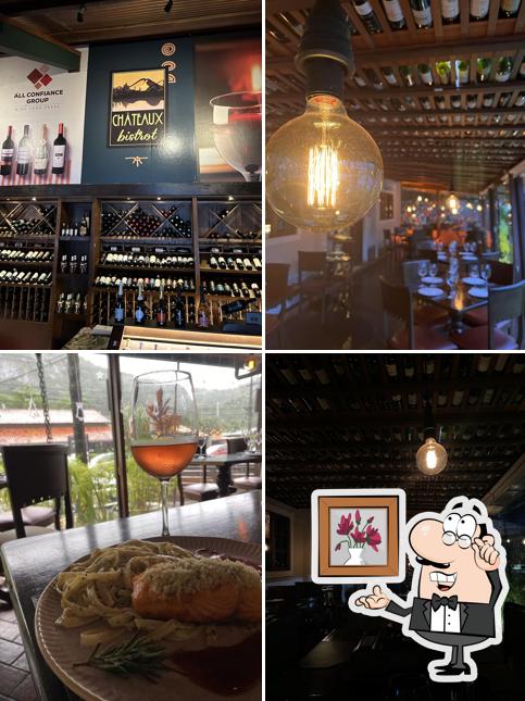 Sente em uma das mesas no Châteaux Bistrot