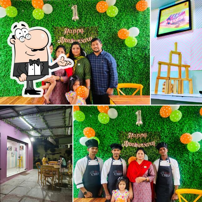 Take a seat at one of the tables at Authentic Belgian waffles