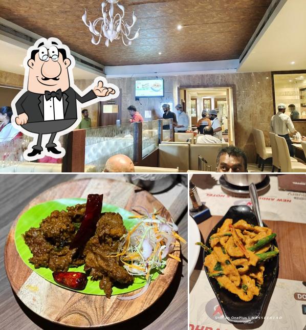 The interior of New Andhra Meals Hotel