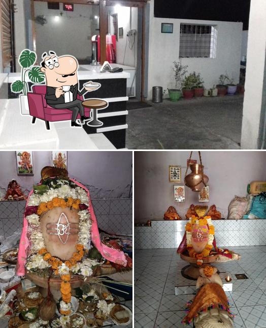 The restaurant's interior and dessert