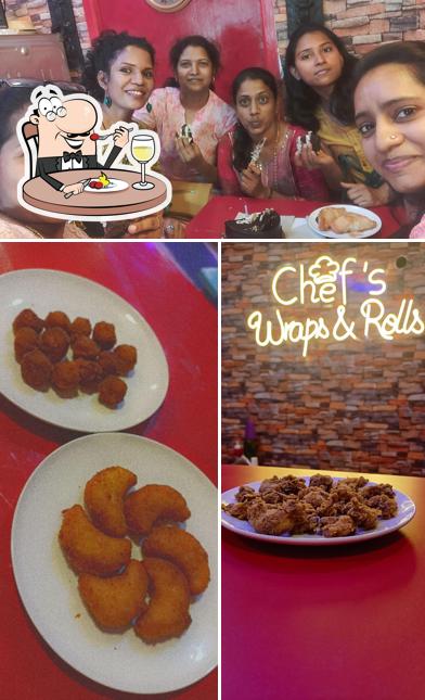 The image of food and interior at Chef's wraps and rolls