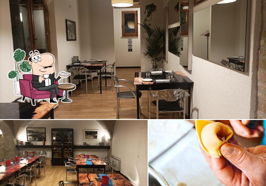 Dai un’occhiata alla immagine che mostra la interni e cibo di Locanda Giustini Restaurant