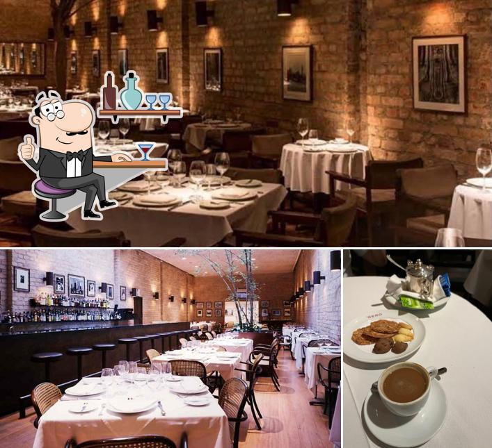 Entre diferentes coisas, interior e bebida podem ser encontrados no Gero