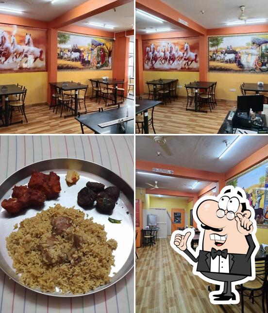Check out how New BEL Prashanth Naati Corner Non Veg Hotel Family Restaurant Biryani Catering services Bangalore looks inside